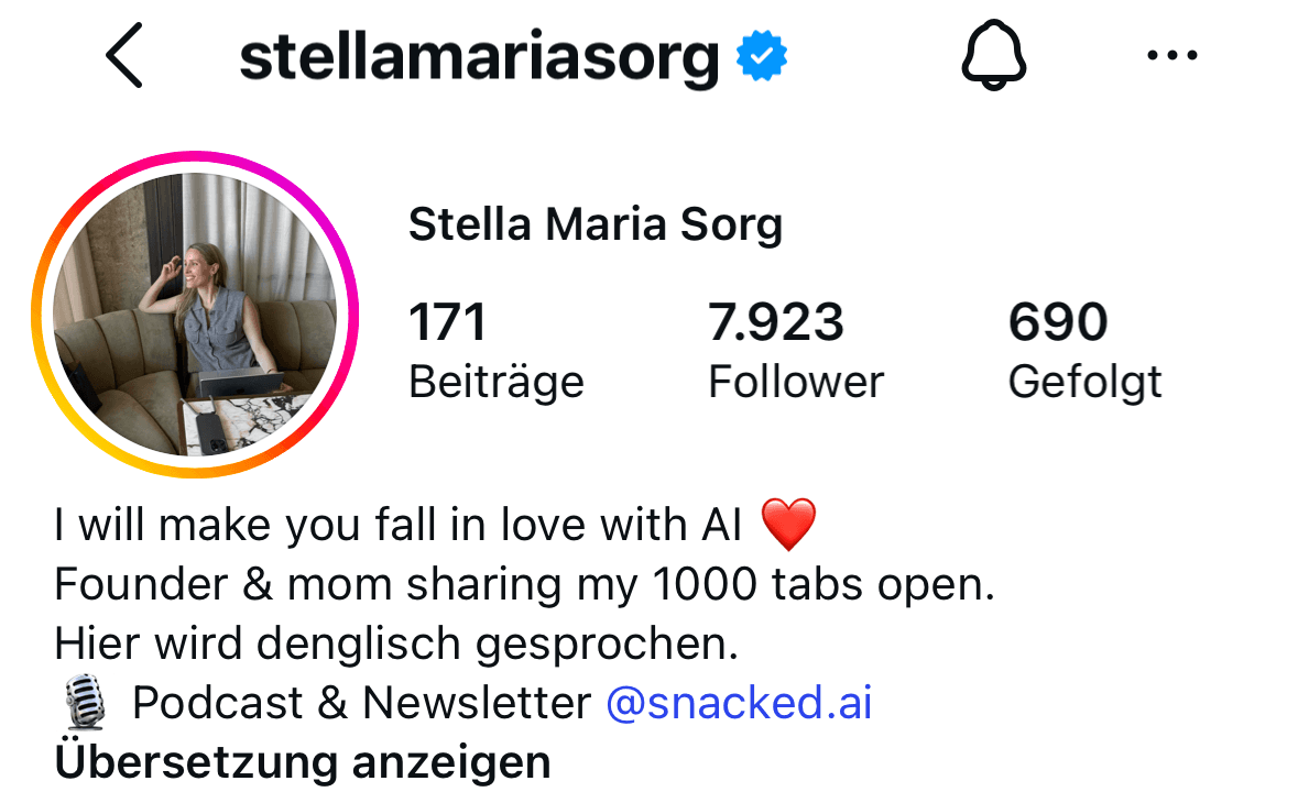 Instagram-Profil von Stella Maria Sorg (@stellamariasorg) mit 7.923 Followern